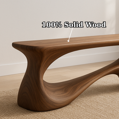 Handcrafted Solid Wood Bench – Unique Organic Curvature Art Piece - view 5 of 6