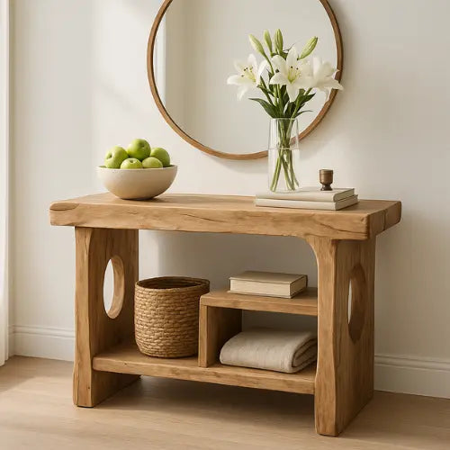Handcrafted Solid Wood Sculptural Console Table – Organic Contemporary Form - view 1 of 5