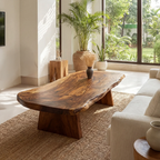 Organic Live Edge Coffee Table with Solid Block Base - view 3 of 7