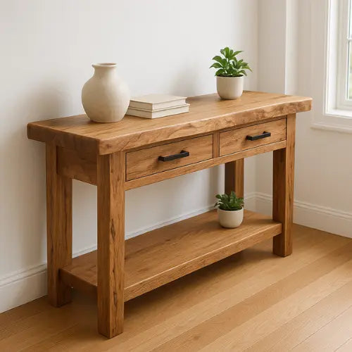 Handcrafted Solid Wood Console Table – Modern Organic Simplicity - view 1 of 5