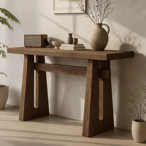 Handcrafted Solid Wood Sculptural Table, Console Table - view 1 of 5