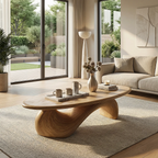 Sculptural Oval Coffee Table with Organic Curve Base for Classic Interiors - view 5 of 7