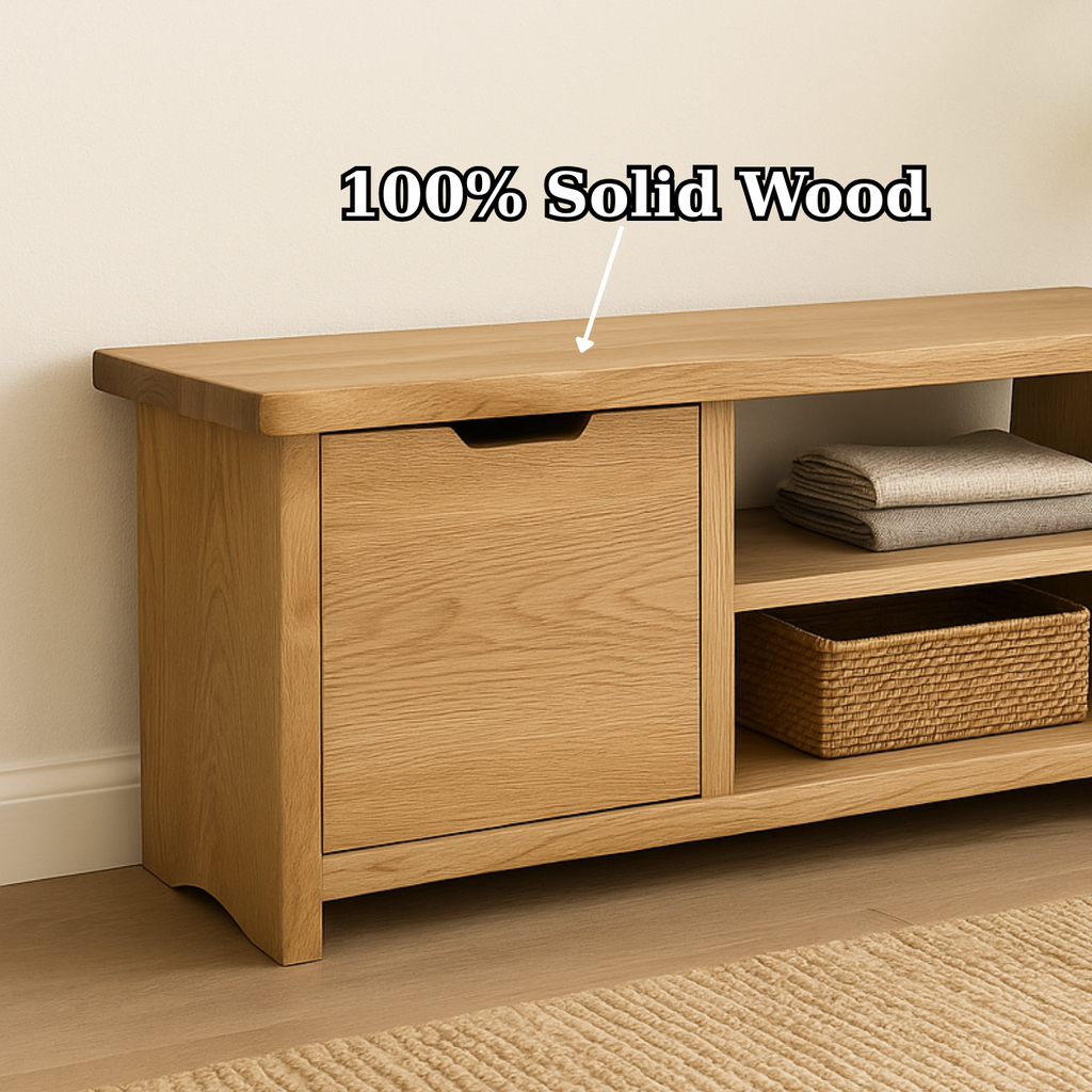 Handcrafted Solid Wood Bench – Oak Entryway Storage Bench & Cabinet - view 5 of 5