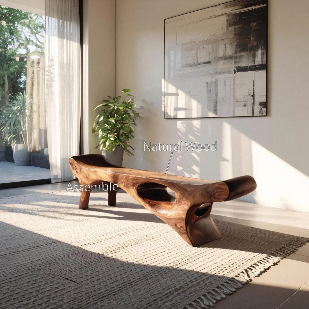 Artistic Bench For Living Room Or Entryway - view 2 of 8