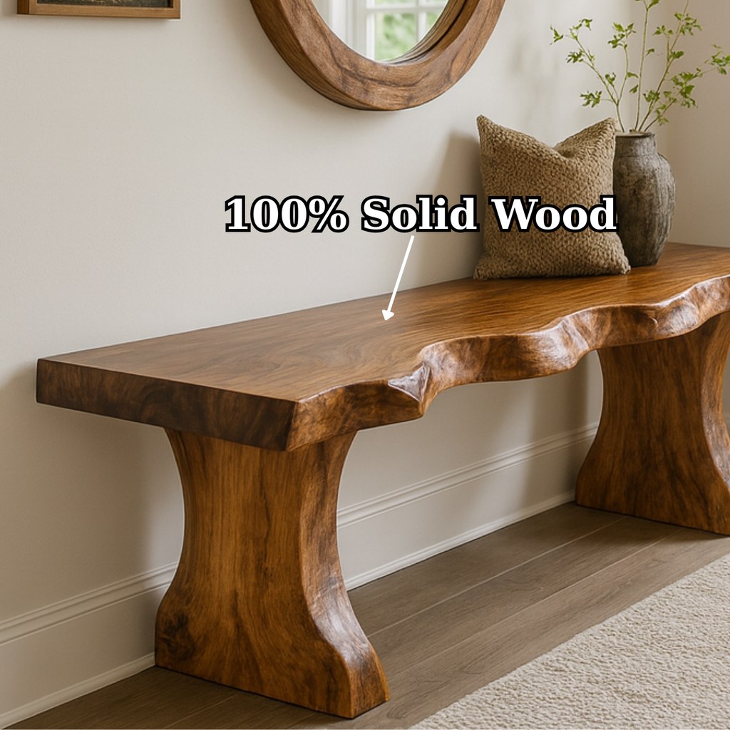 Handcrafted Solid Wood Live-Edge Entryway Bench – Sculptural & Organic Seating - view 3 of 5