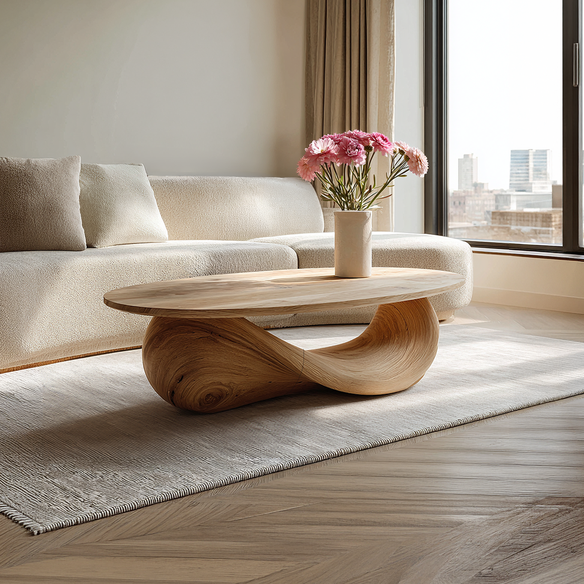 Organic Sculptural Coffee Table with Flowing Loop Base - view 2 of 7