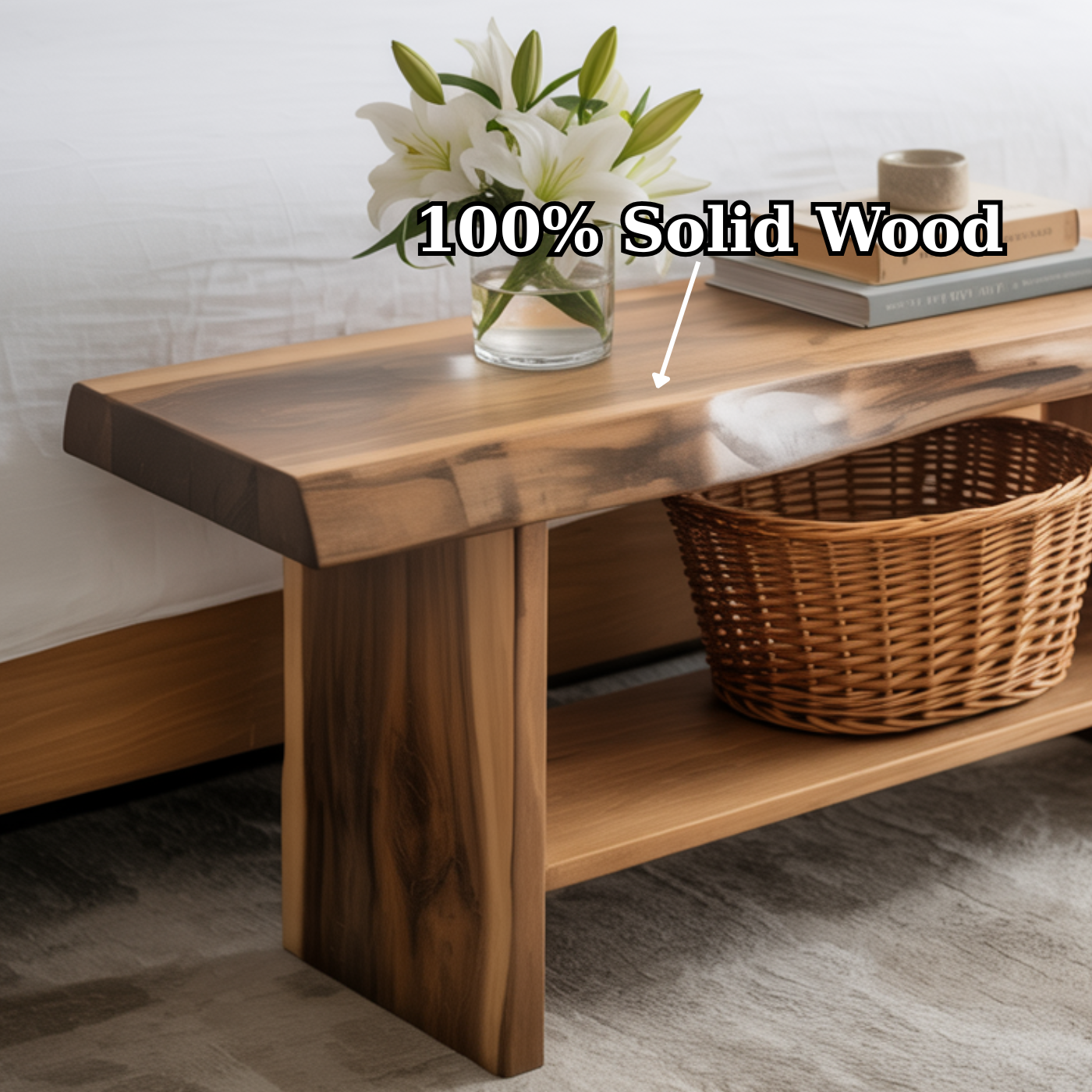 Handcrafted Solid Wood Bench – Live Edge Seating & Bedroom Storage - view 6 of 6