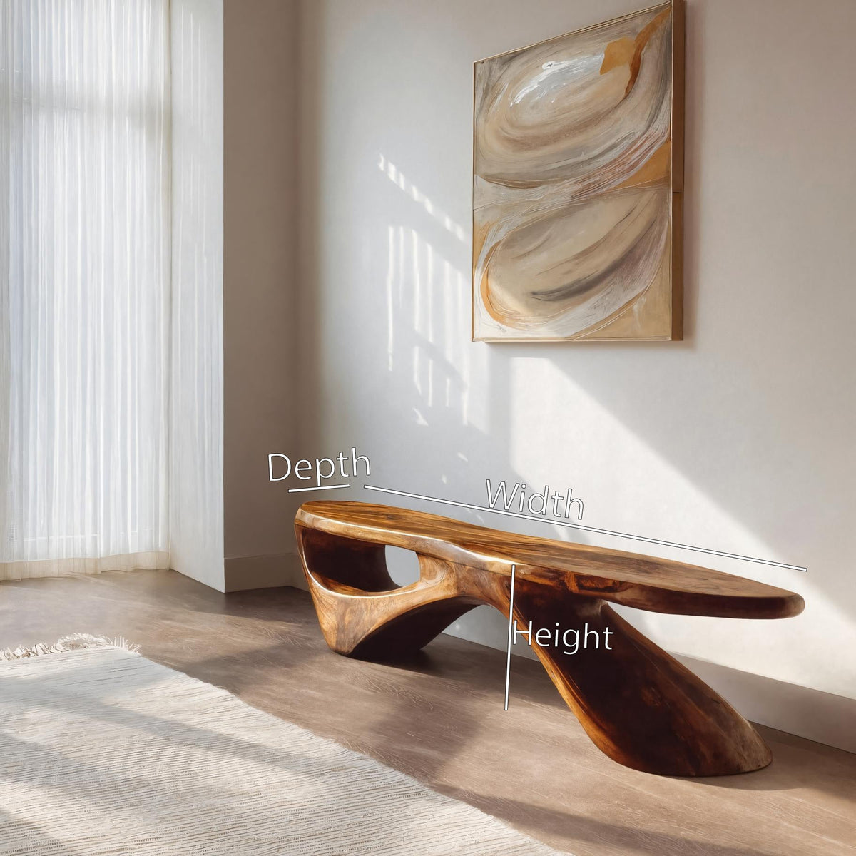 Sculptural Organic Bench For Entryway Or Living Room - view 5 of 7