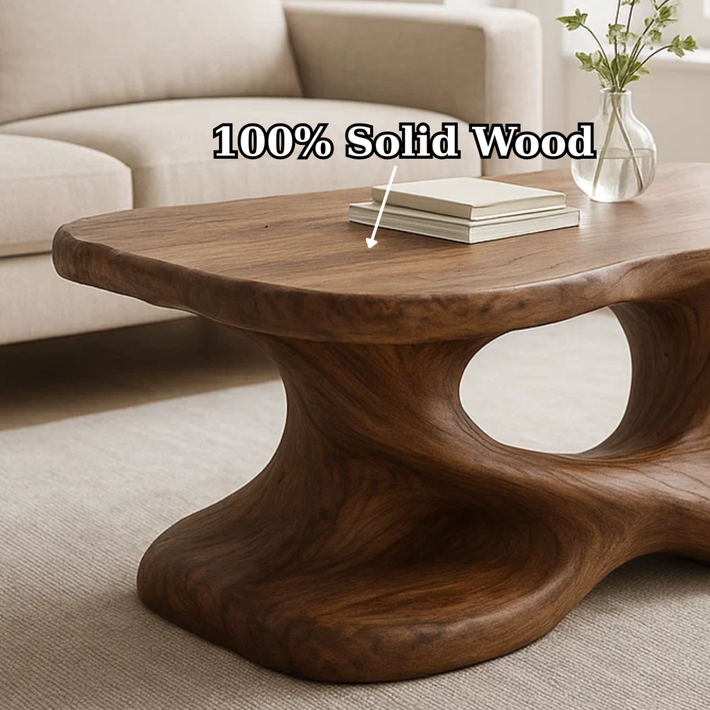 Handcrafted Solid Wood Coffee Table – Sculptural Organic Design for Living Room - view 6 of 6