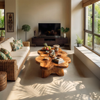 Organic Live Edge Coffee Table with Sculpted Solid Base - view 2 of 7