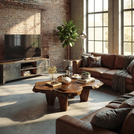 Organic Live Edge Coffee Table with Sculptural Low Profile Base - view 1 of 7