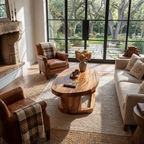 Solid Wood Oval Coffee Table handcrafted Natural Wood Living Room Table with Sculptural Base - view 5 of 7