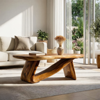 Sculptural Solid Wood Coffee Table Handcrafted Natural Wood Modern Center Table - view 2 of 7