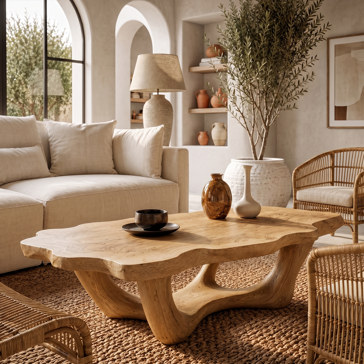 Handcrafted Live Edge Coffee Table Sculptural Design For Living Room - view 5 of 7