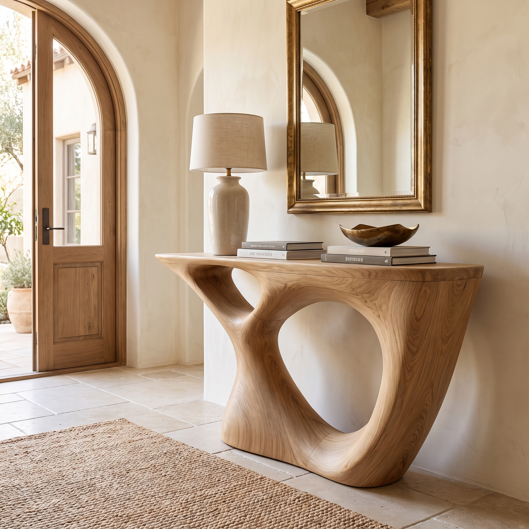 Sculptural Console Table With Curved Base For Entryway - view 5 of 8