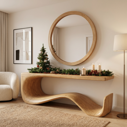 Rustic Console Table With Handcrafted Curved Wood Design For Entryway - view 5 of 8