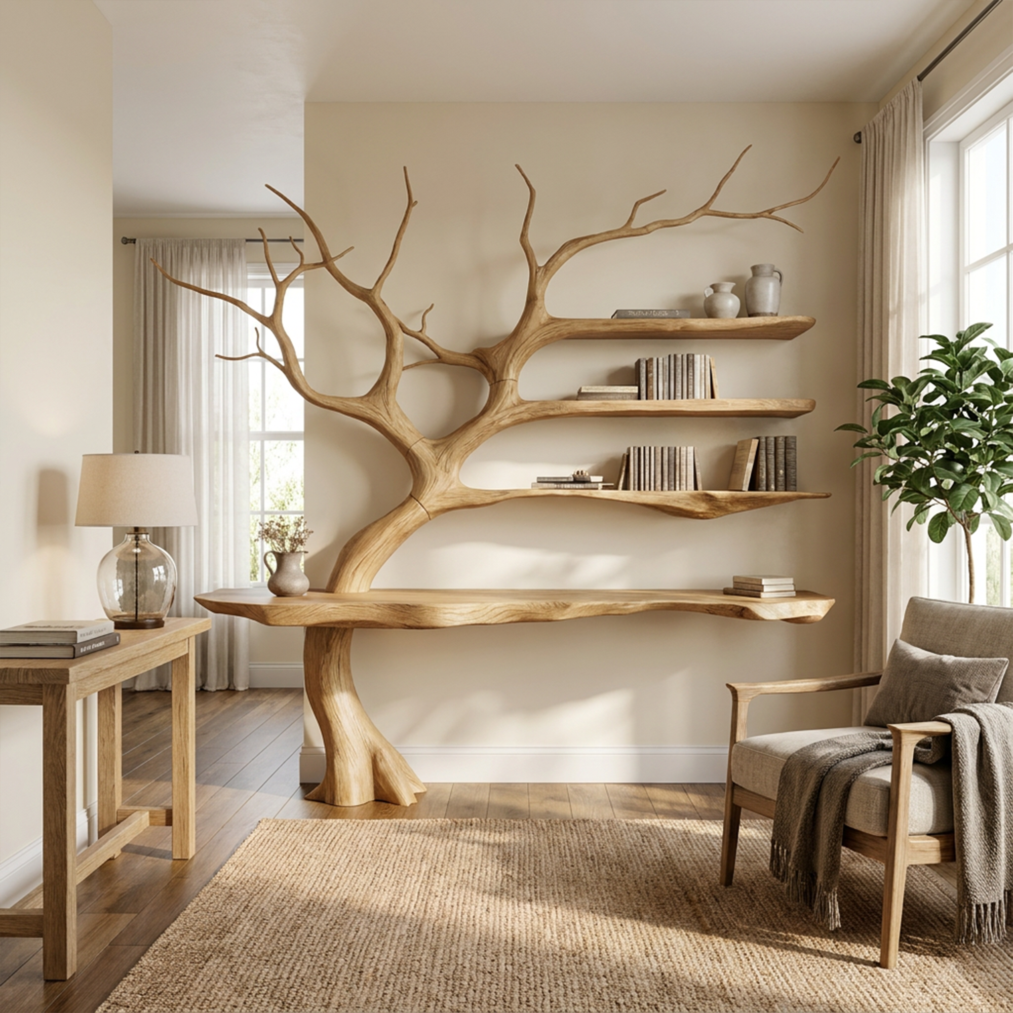 Rustic Console Table Artistic Tree Branch Reading Room - view 5 of 8