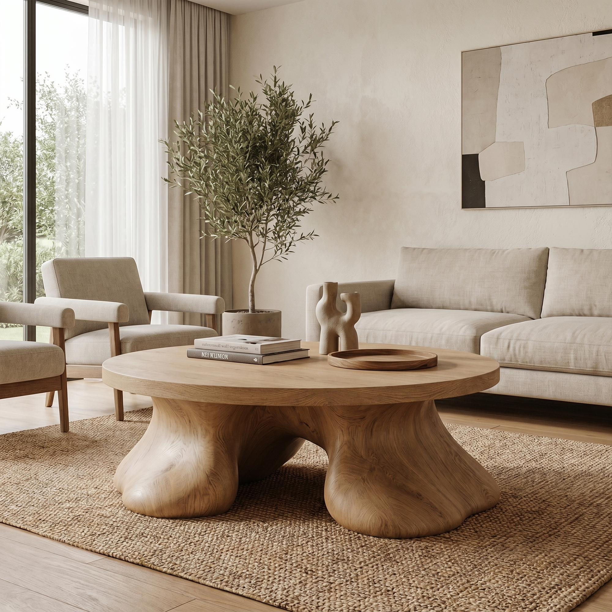 Sculptural Coffee Table With Organic Freeform Top For Living Room - view 5 of 8