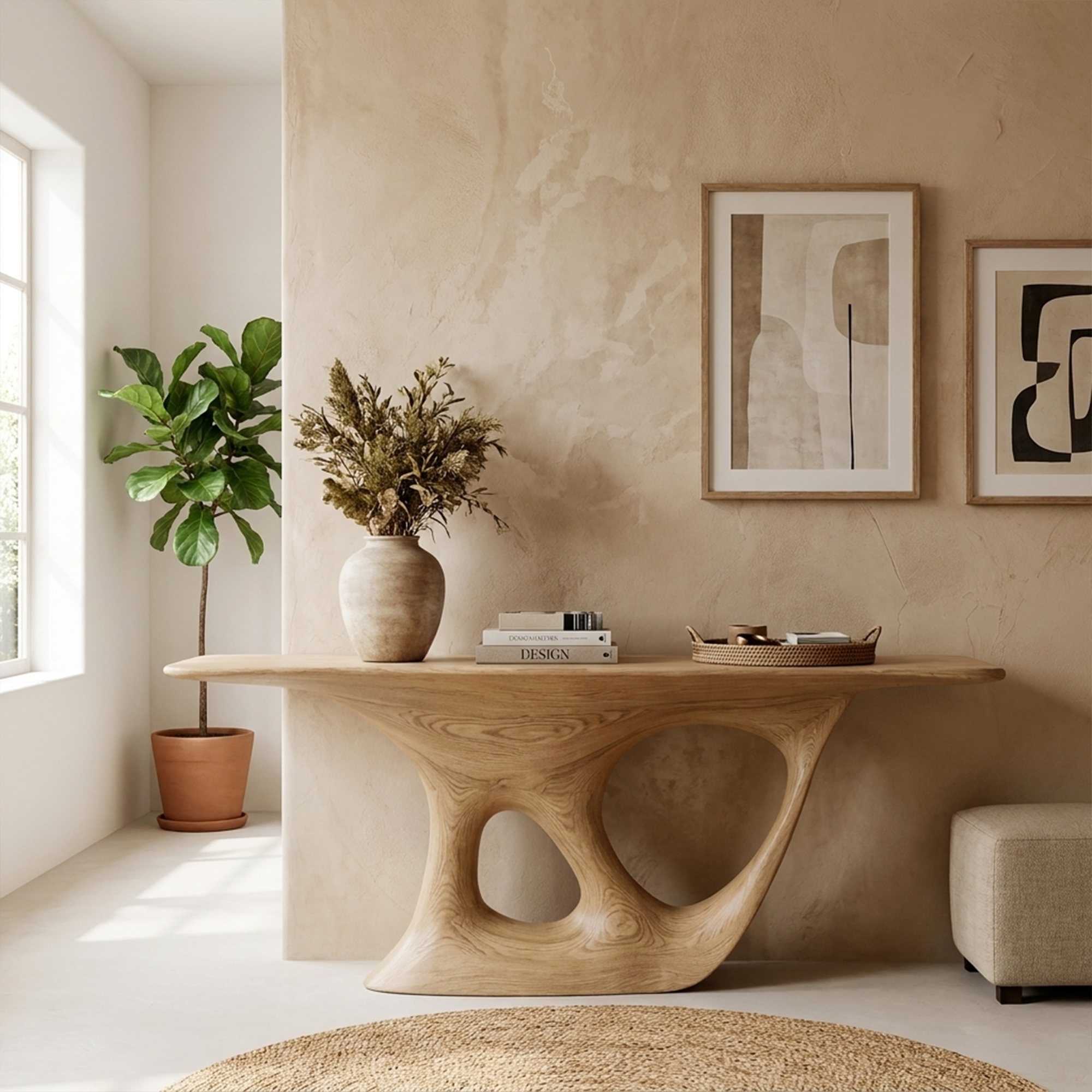 Rustic Solid Wood Console Table Living Room - view 5 of 8