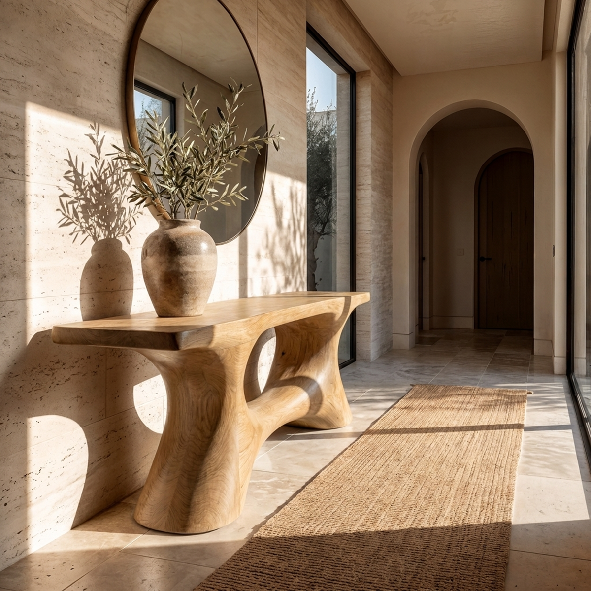 Contemporary Organic Void Base Console Table Entryway Hallway Living Room - view 5 of 8