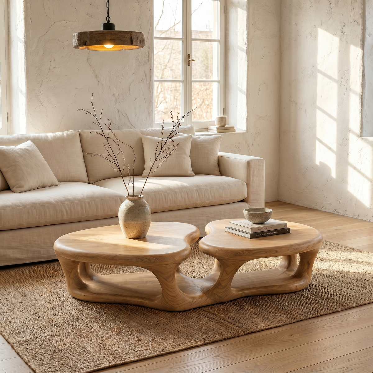 Sculptural Coffee Table With Open Wood Structure For Living Room Decor - view 5 of 8