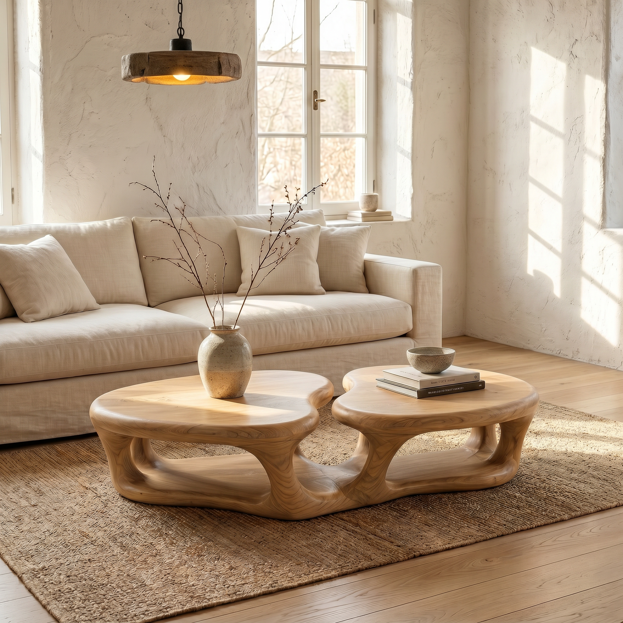 Sculptural Coffee Table With Open Wood Structure For Living Room Decor - view 5 of 8