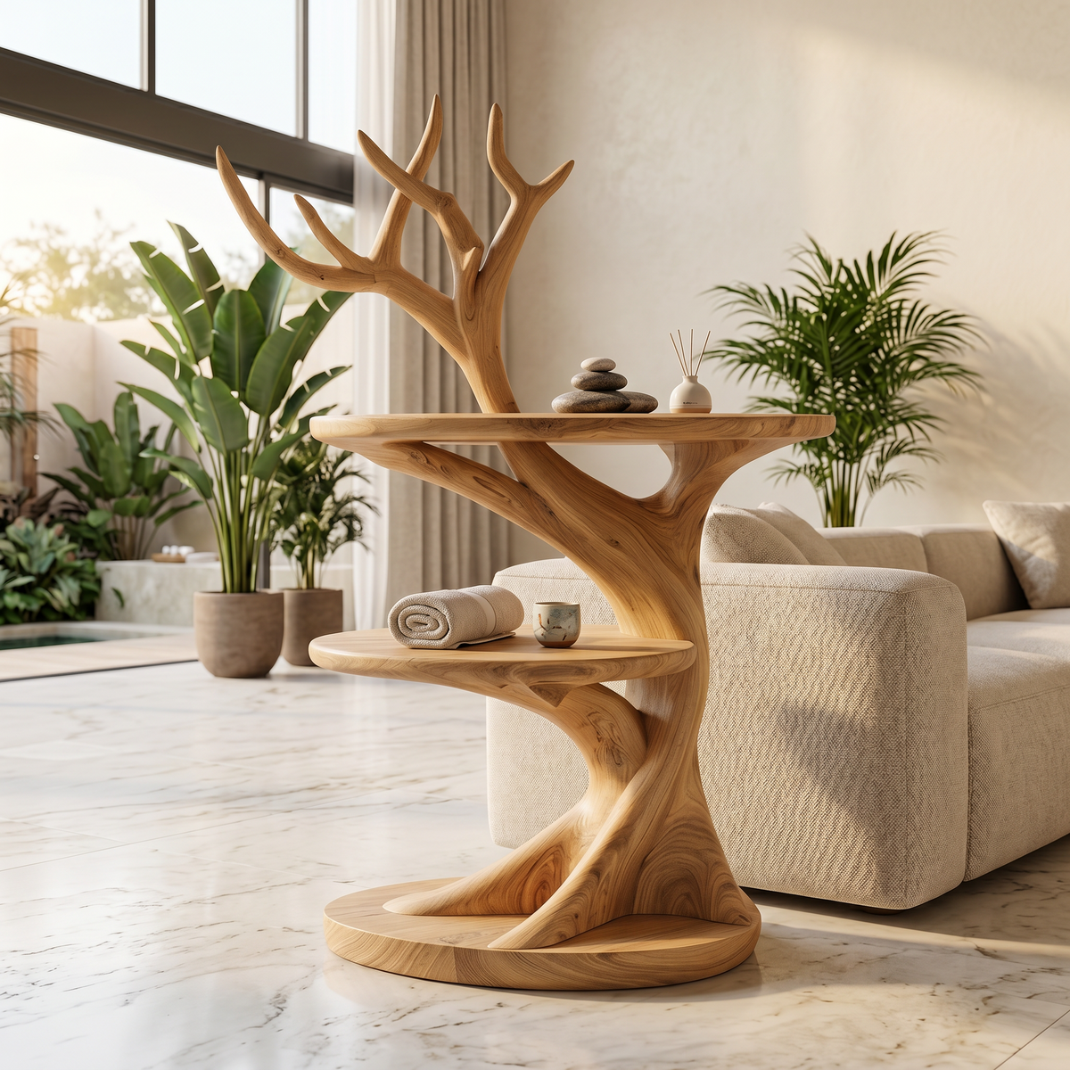 Organic Bedside Table With Sculptural Tree Branch Form For Bedroom And Reading Nook - view 5 of 8