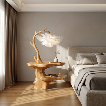 Organic End Table With Flower Lamp And Tree Branch Design For Bedroom And Reading Nook - view 5 of 8