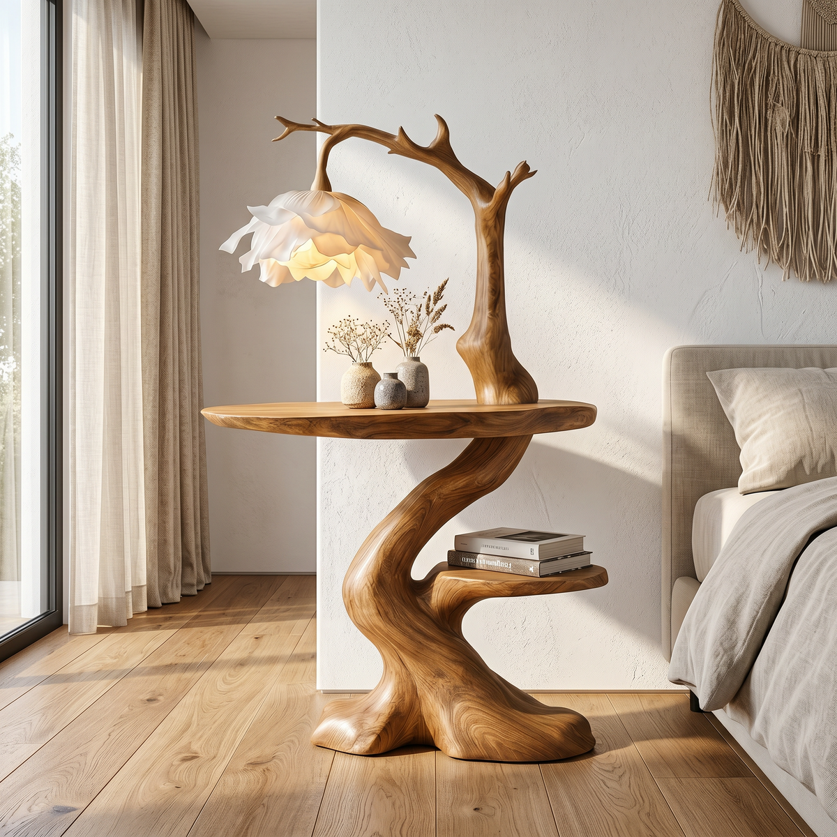 Modern End Table With Tree Branch Lamp Design For Bedroom And Living Room - view 5 of 8