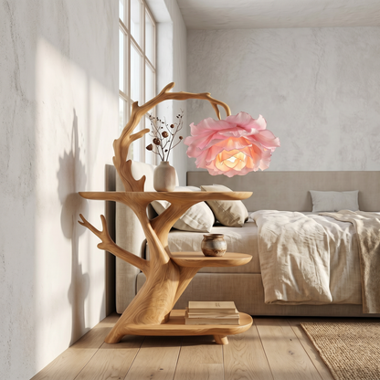 Contemporary Side Table With Floral Accent Lamp For Bedroom And Lounge - view 5 of 8