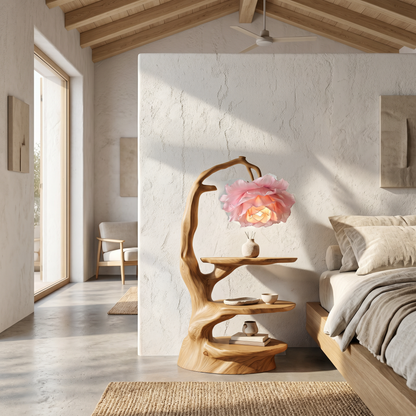 Natural End Table With Tree Branch Form And Flower Lamp For Bedroom And Reading Nook - view 5 of 8