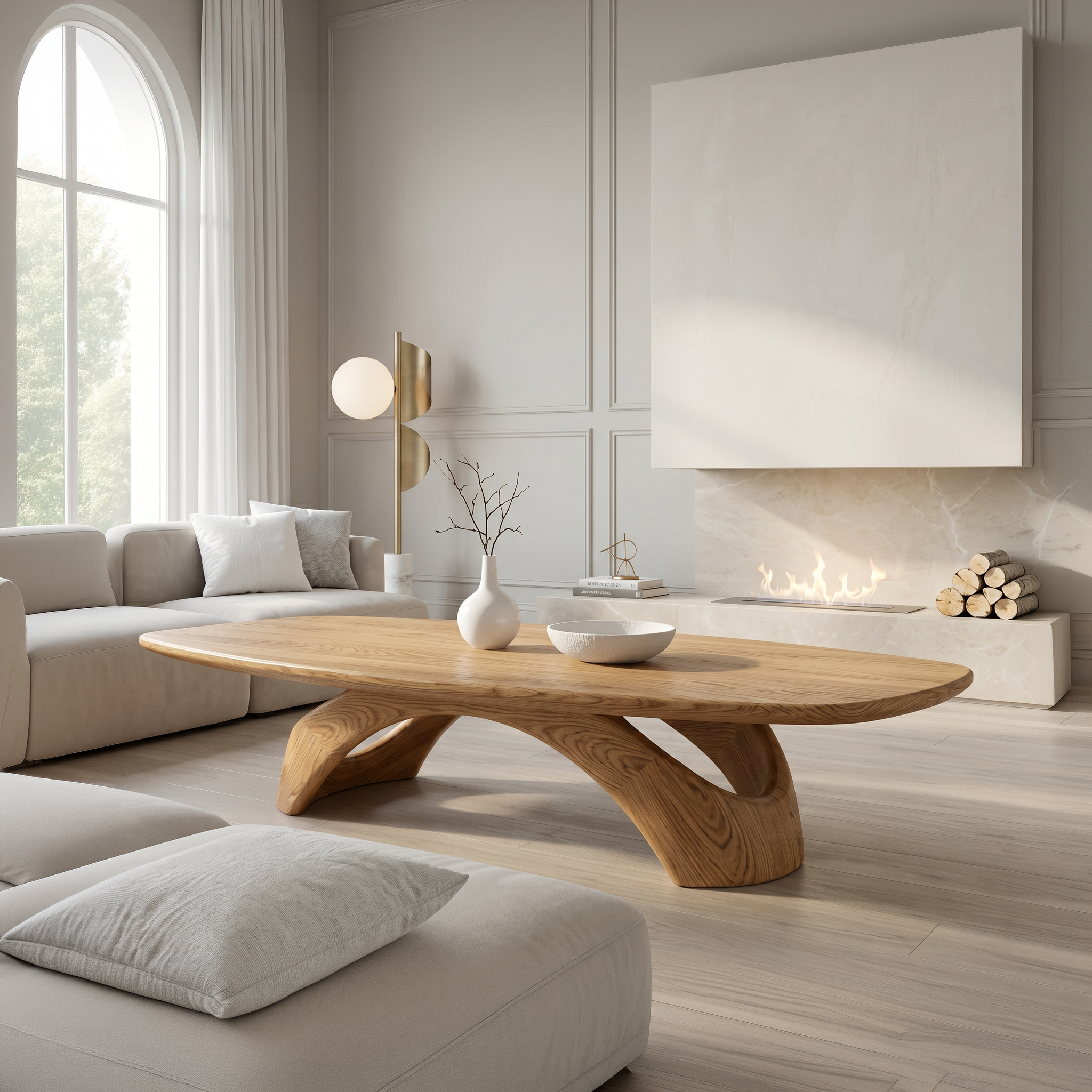 Rustic Coffee Table With Sculptural Wooden Base For Living Room - view 5 of 8