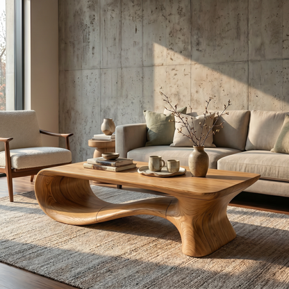 Modern Coffee Table With Flowing Organic Silhouette For Living Room - view 5 of 8