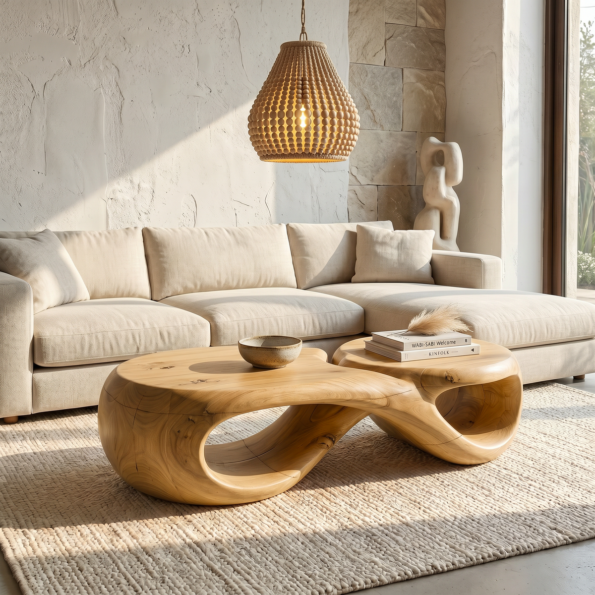 Handcrafted Coffee Table With Sculptural Curved Design For Living Room - view 5 of 8