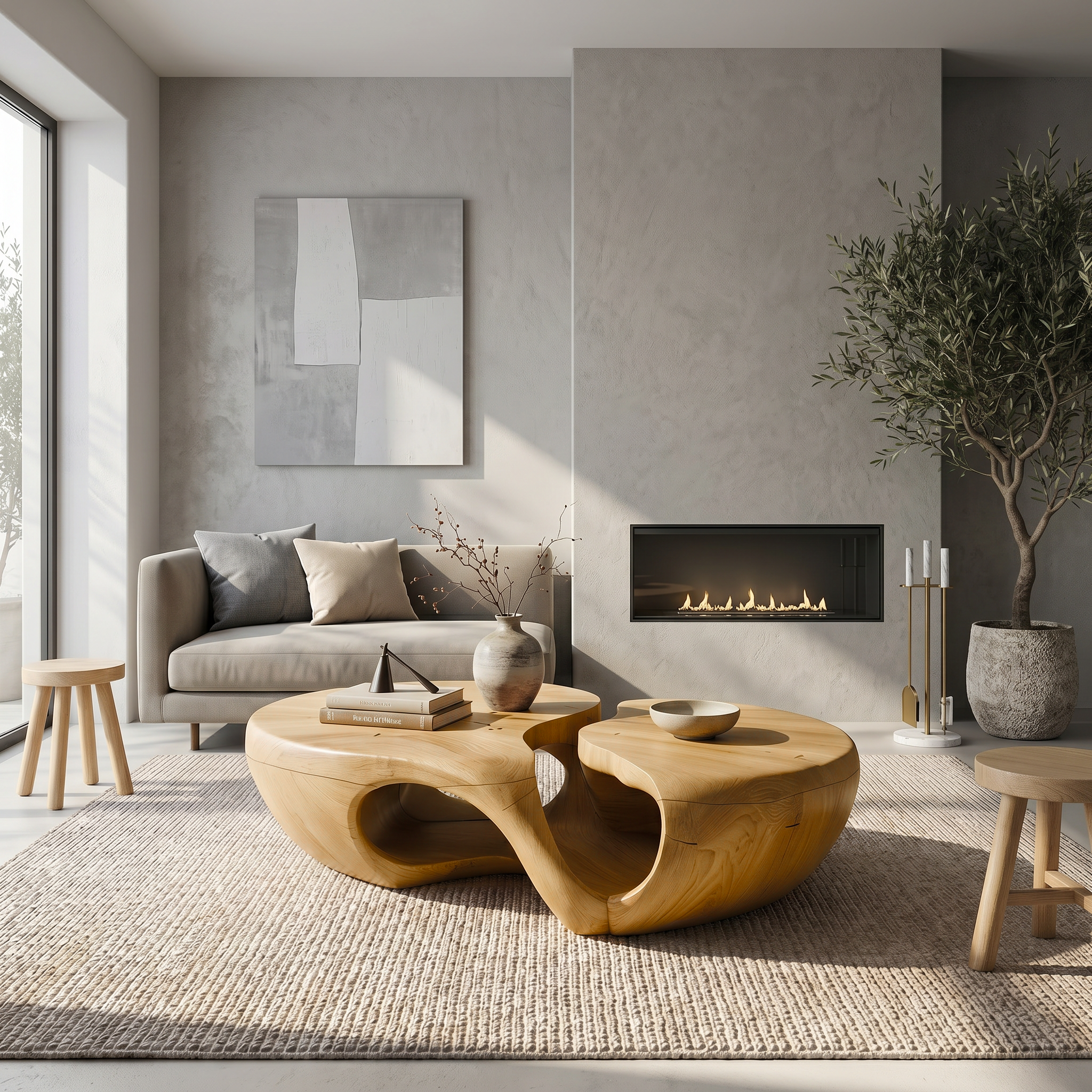 Nature Inspired Coffee Table With Artistic Open Base Design For Living Room - view 5 of 8