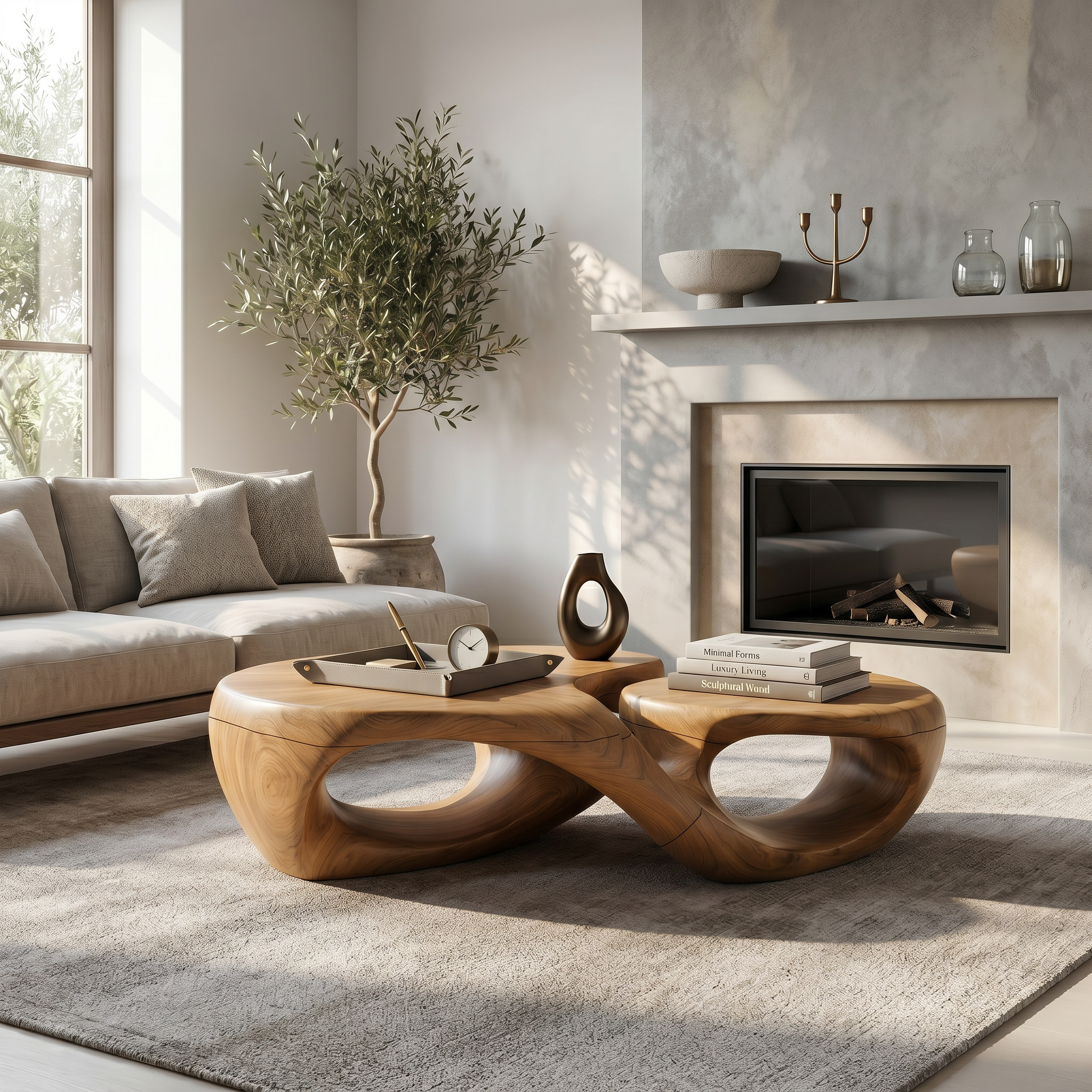Organic Coffee Table With Sculptural Hollow Design For Living Room - view 5 of 8