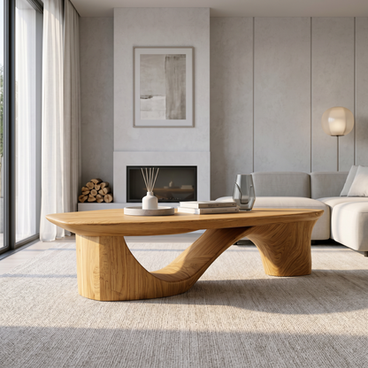 Contemporary Coffee Table With Sculptural Wooden Base For Living Room - view 5 of 8
