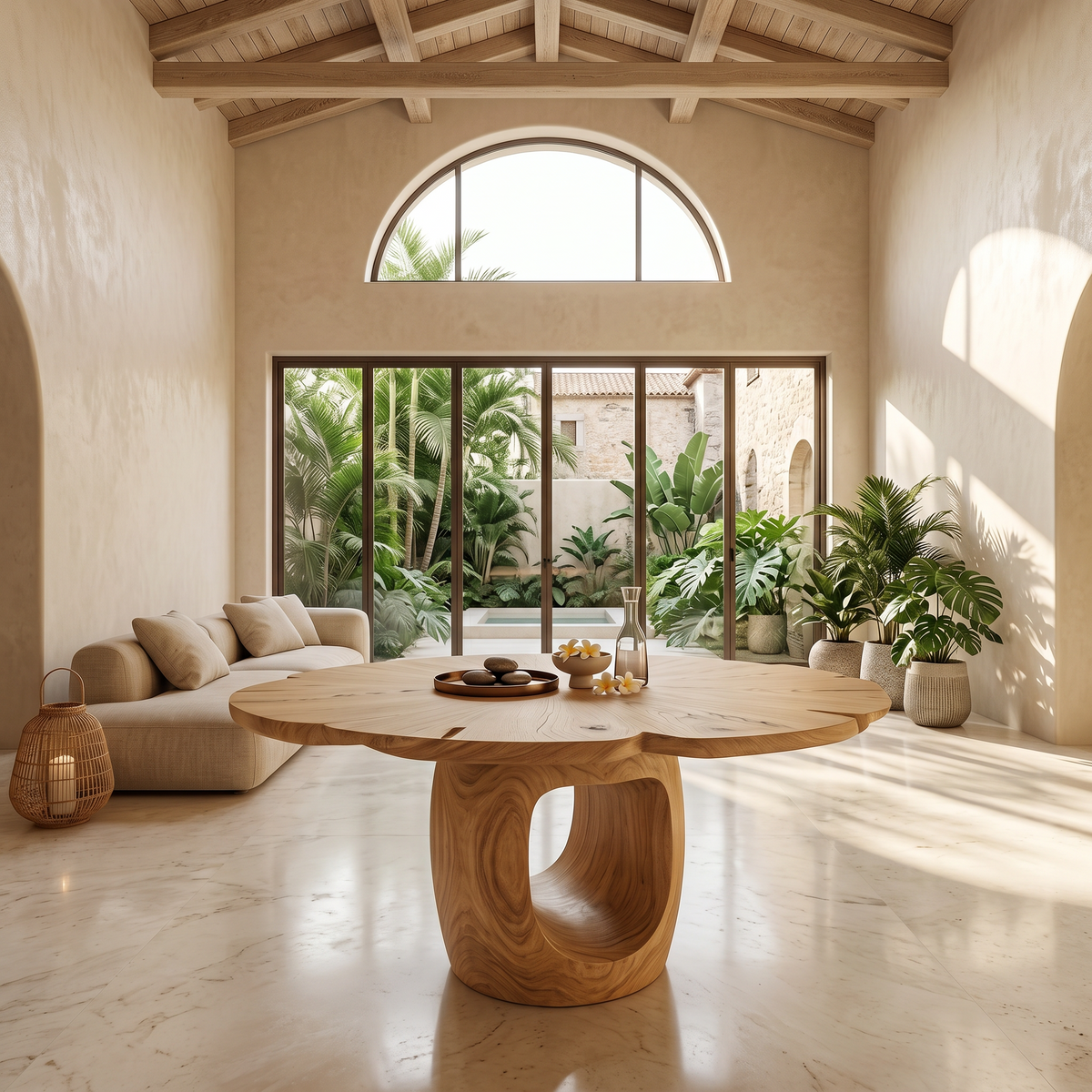 Organic Foyer Table With Sculptural Open Pedestal Base For Hallway - view 5 of 8