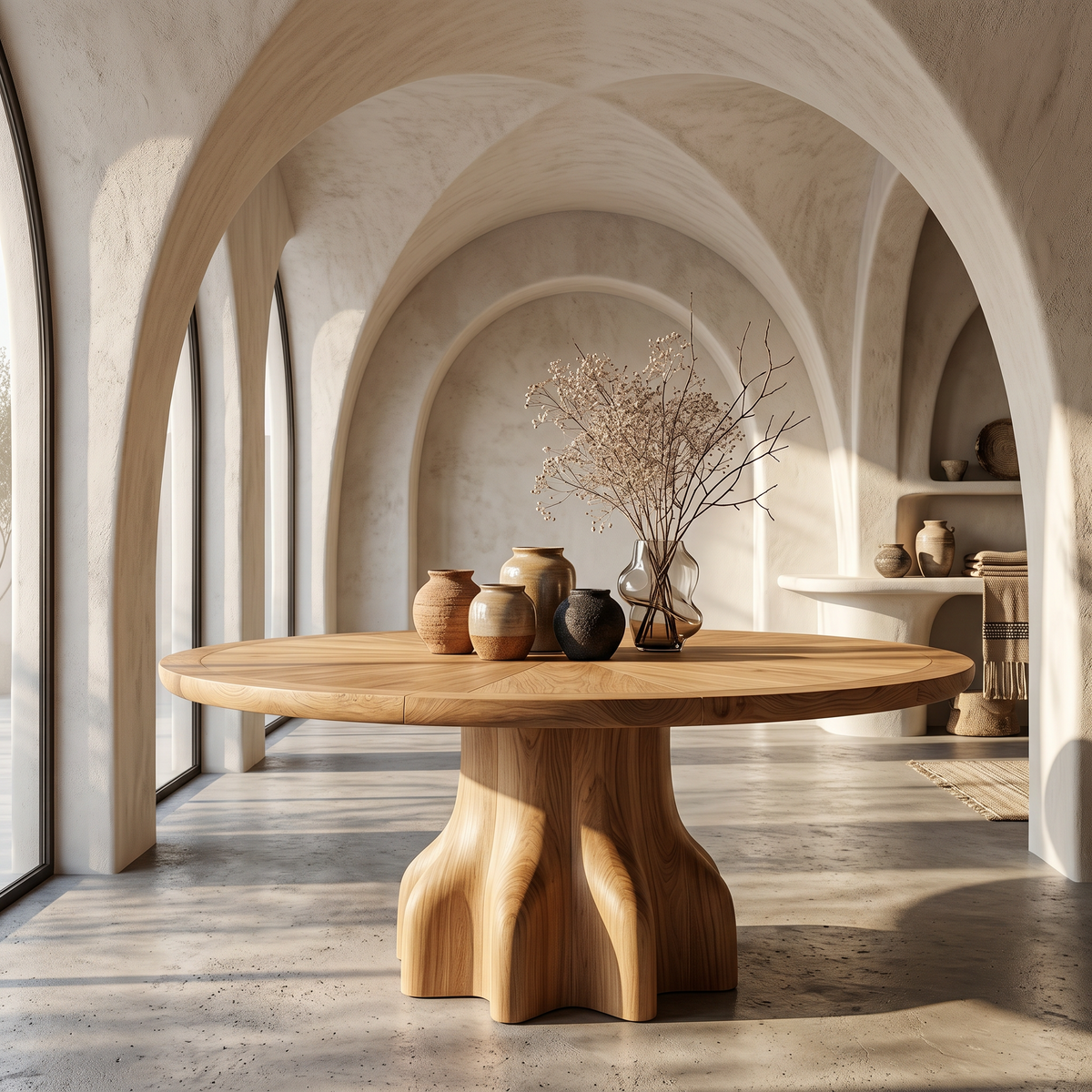Rustic Foyer Table With Handcrafted Solid Wood Pedestal Base For Entryway And Hallway - view 5 of 8