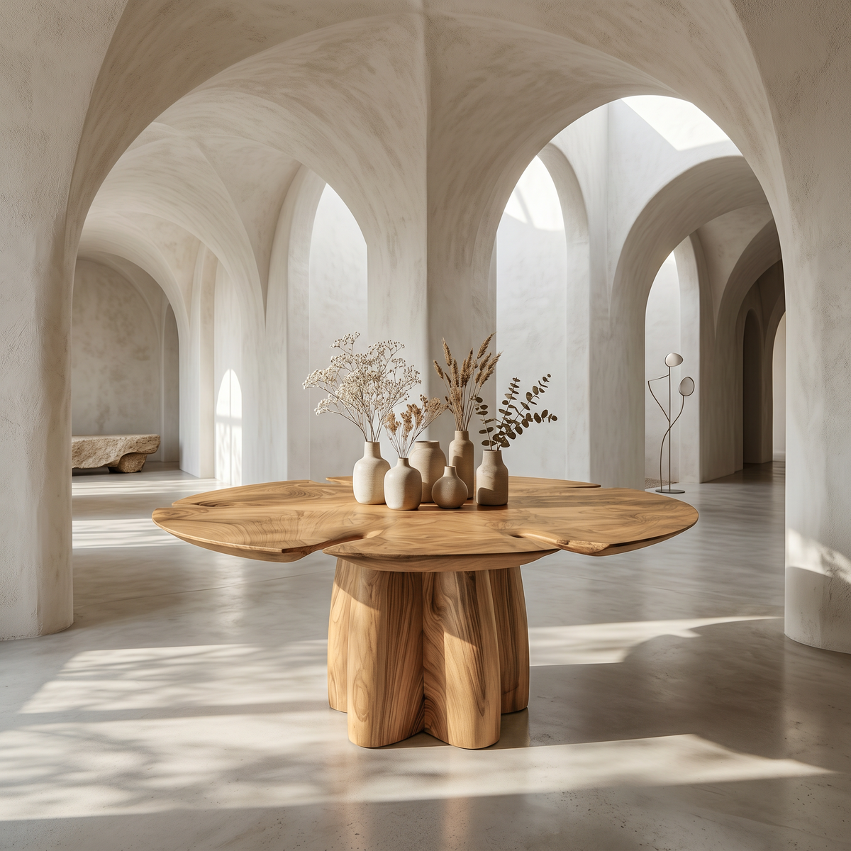 Modern Foyer Table With Sculptural Solid Wood Pedestal Base For Entryway And Hallway - view 5 of 8