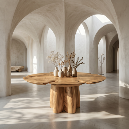 Modern Foyer Table With Sculptural Solid Wood Pedestal Base For Entryway And Hallway - view 5 of 8