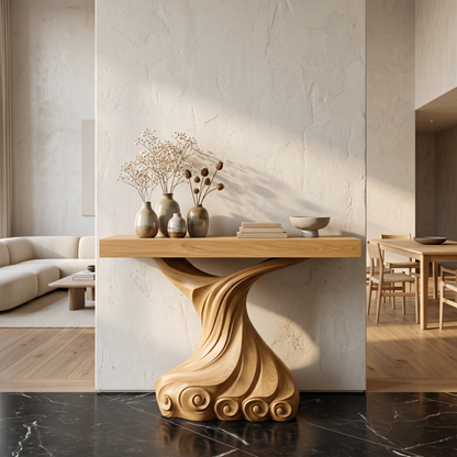 Contemporary Console Table With Carved Twist Form For Hallway - view 6 of 8
