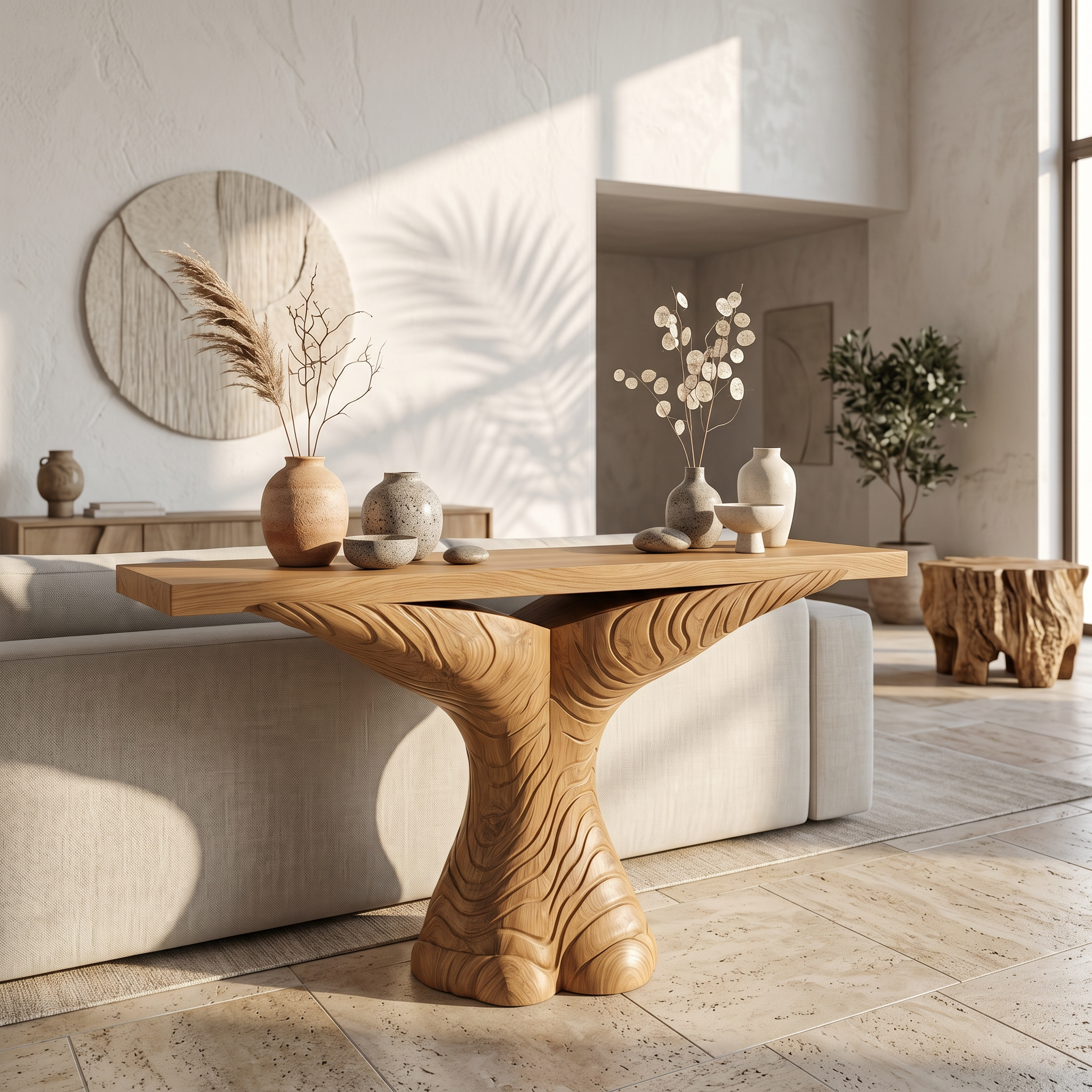 Organic Console Table With Sculptural Ribbon Form For Entryway - view 5 of 8