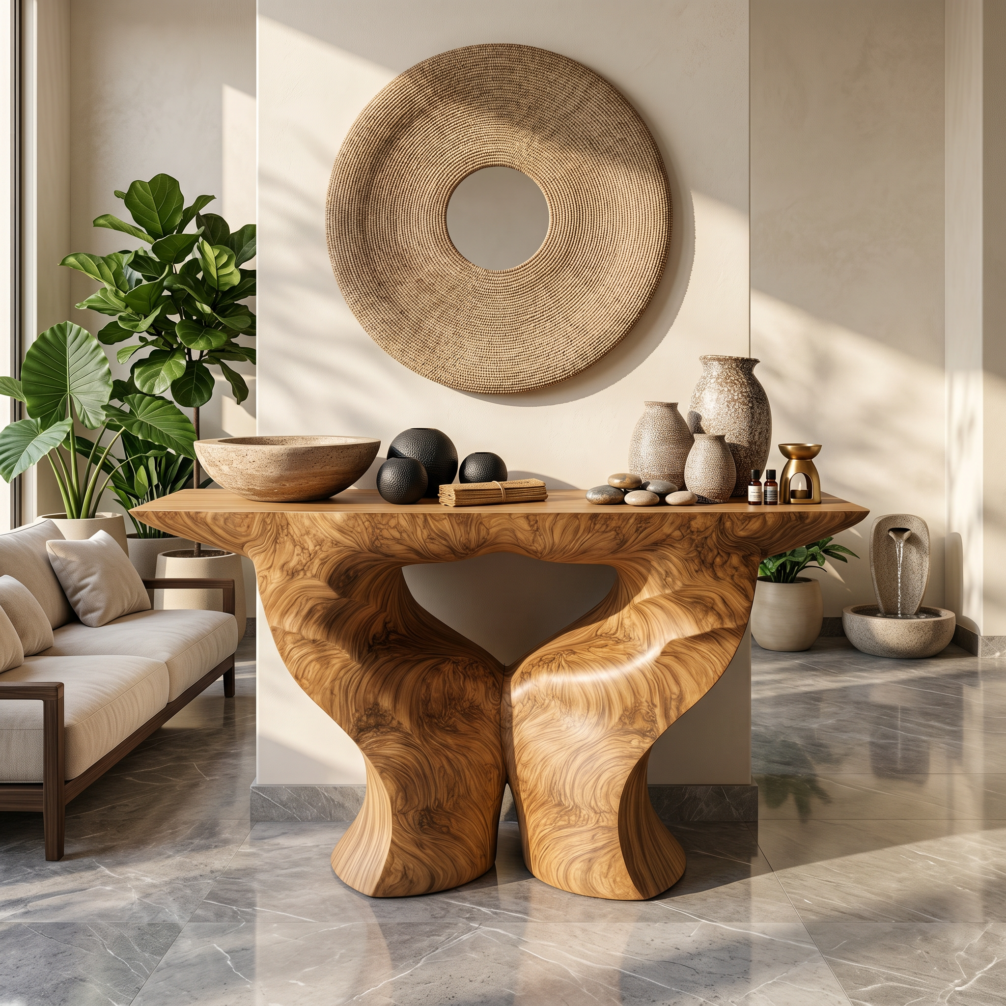 Organic Console Table With Artistic Nature Inspired Design For Living Room - view 5 of 8