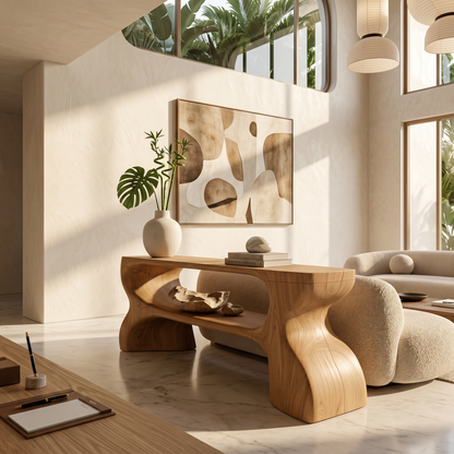 Contemporary Console Table With Architectural Curved Design For Entryway - view 5 of 8