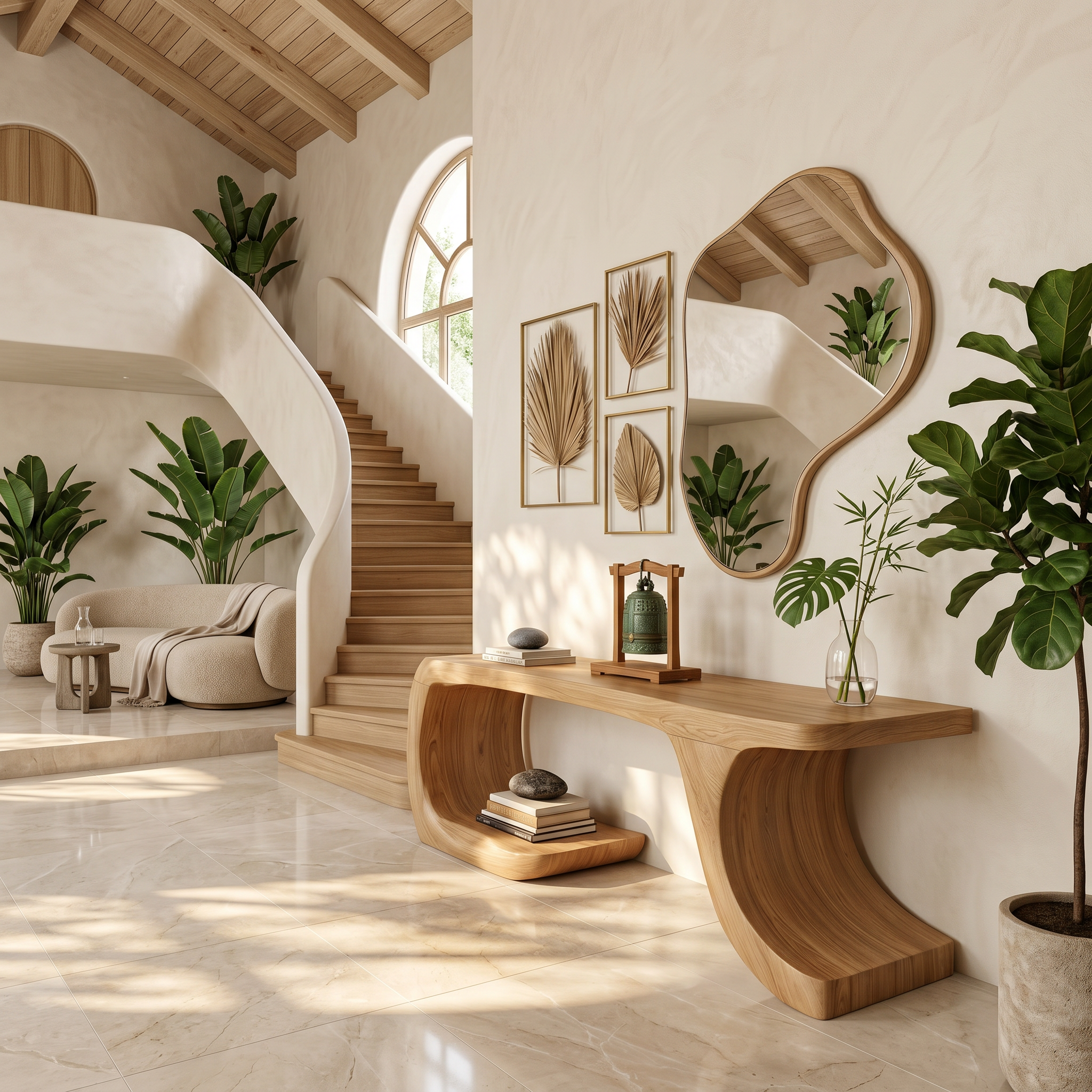 Modern Console Table With Organic Geometric Form For Hallway - view 5 of 8