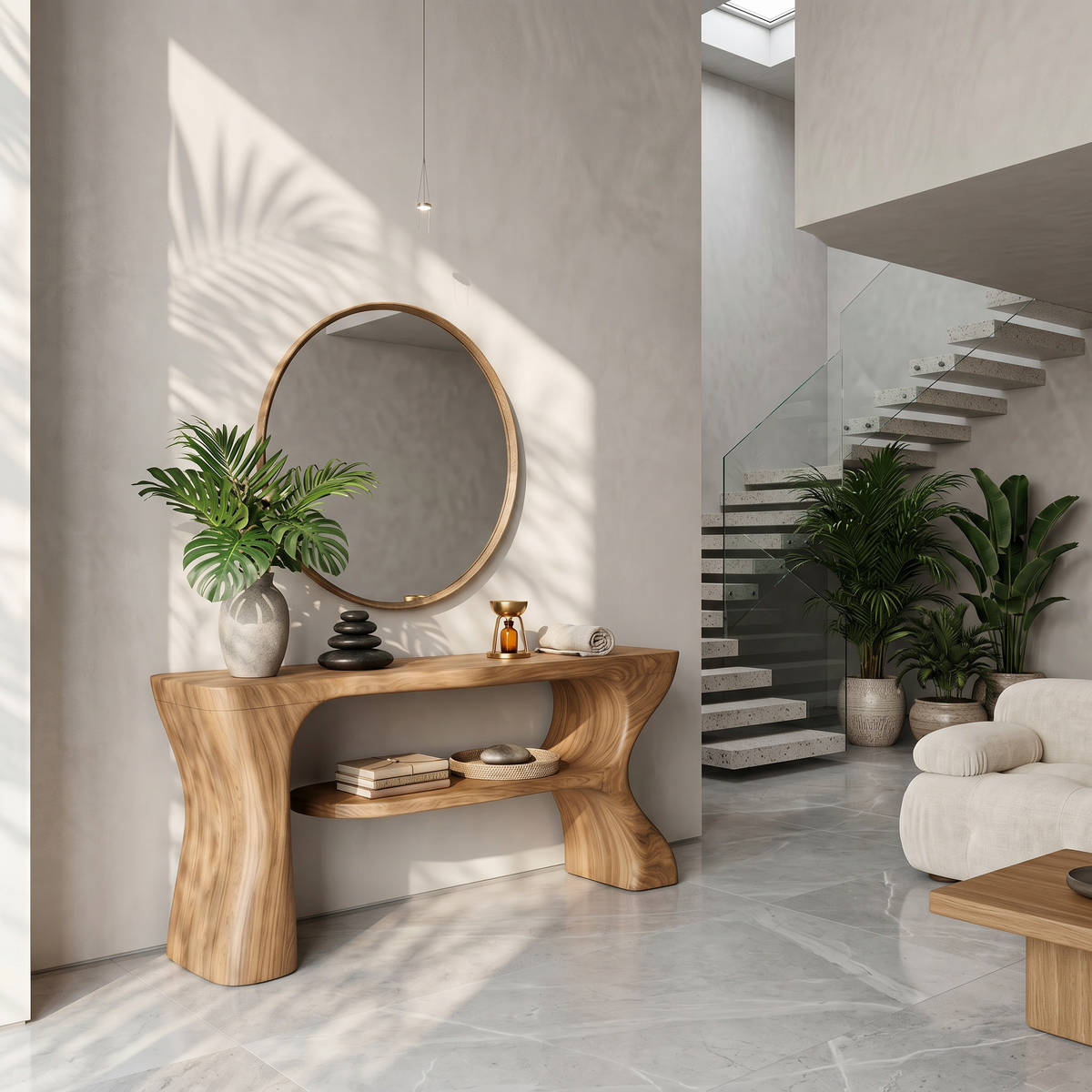 Organic Console Table With Sculptural Curved Form For Entryway - view 5 of 8