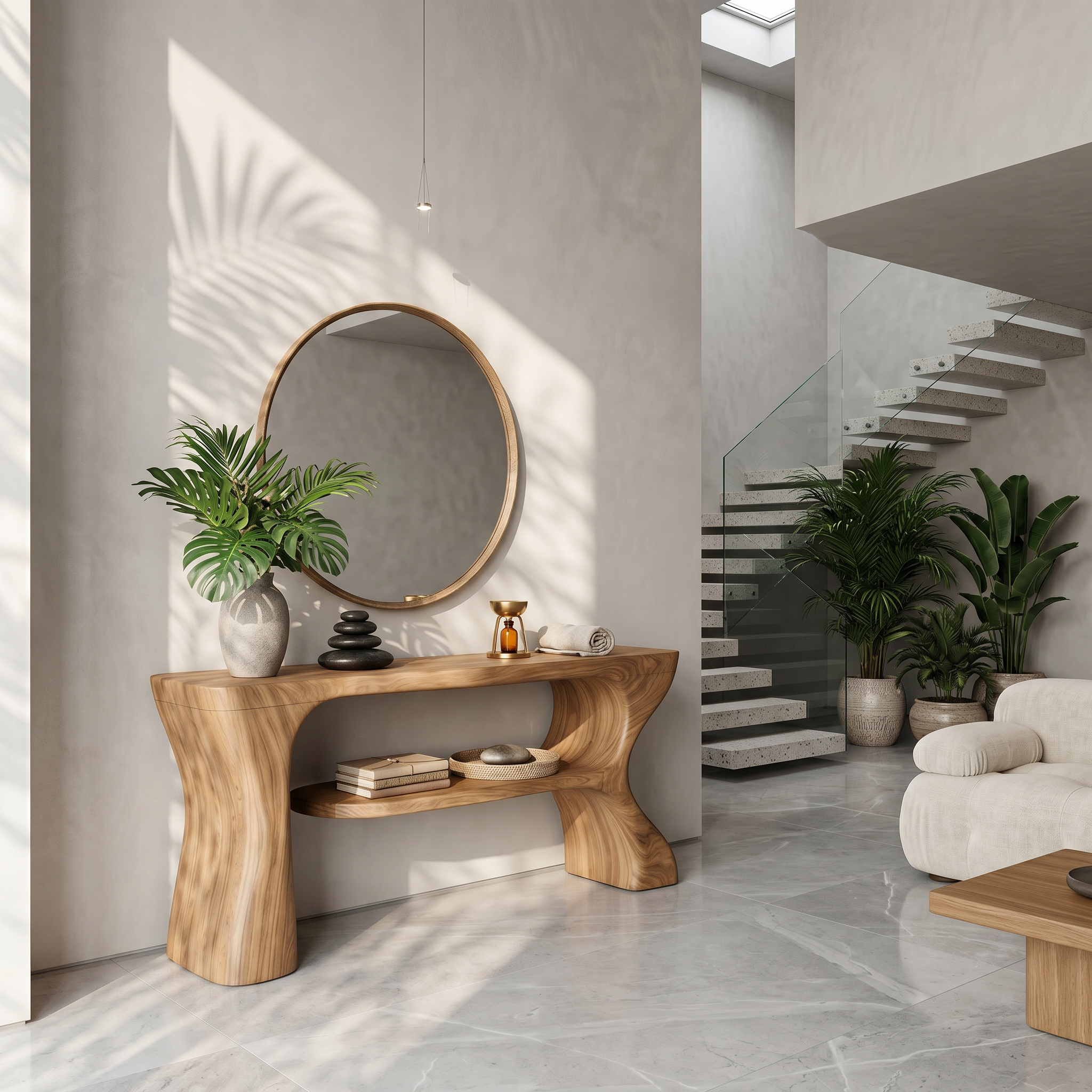 Organic Console Table With Sculptural Curved Form For Entryway - view 5 of 8
