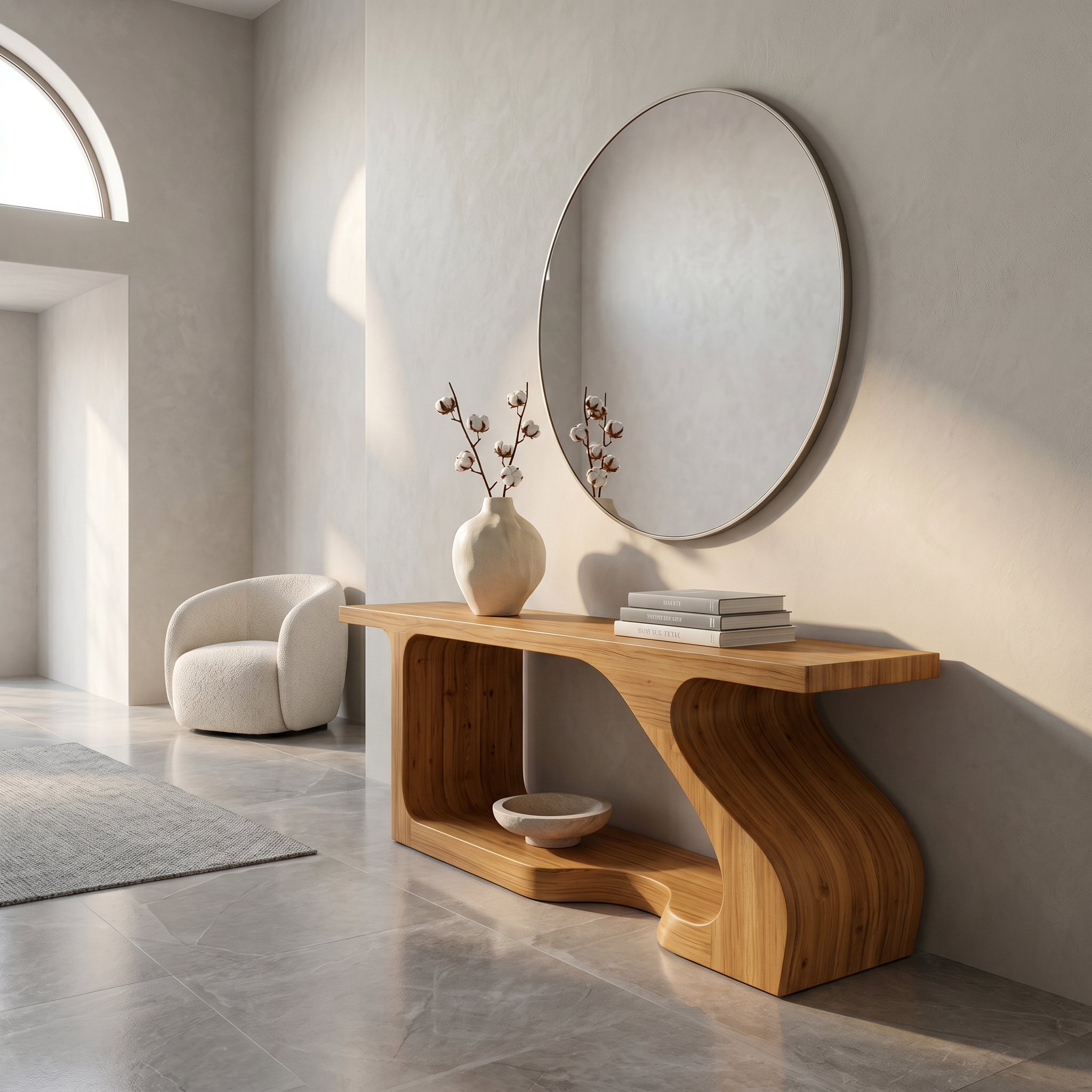 Modern Console Table With Sculptural Curved Form For Entryway - view 5 of 8