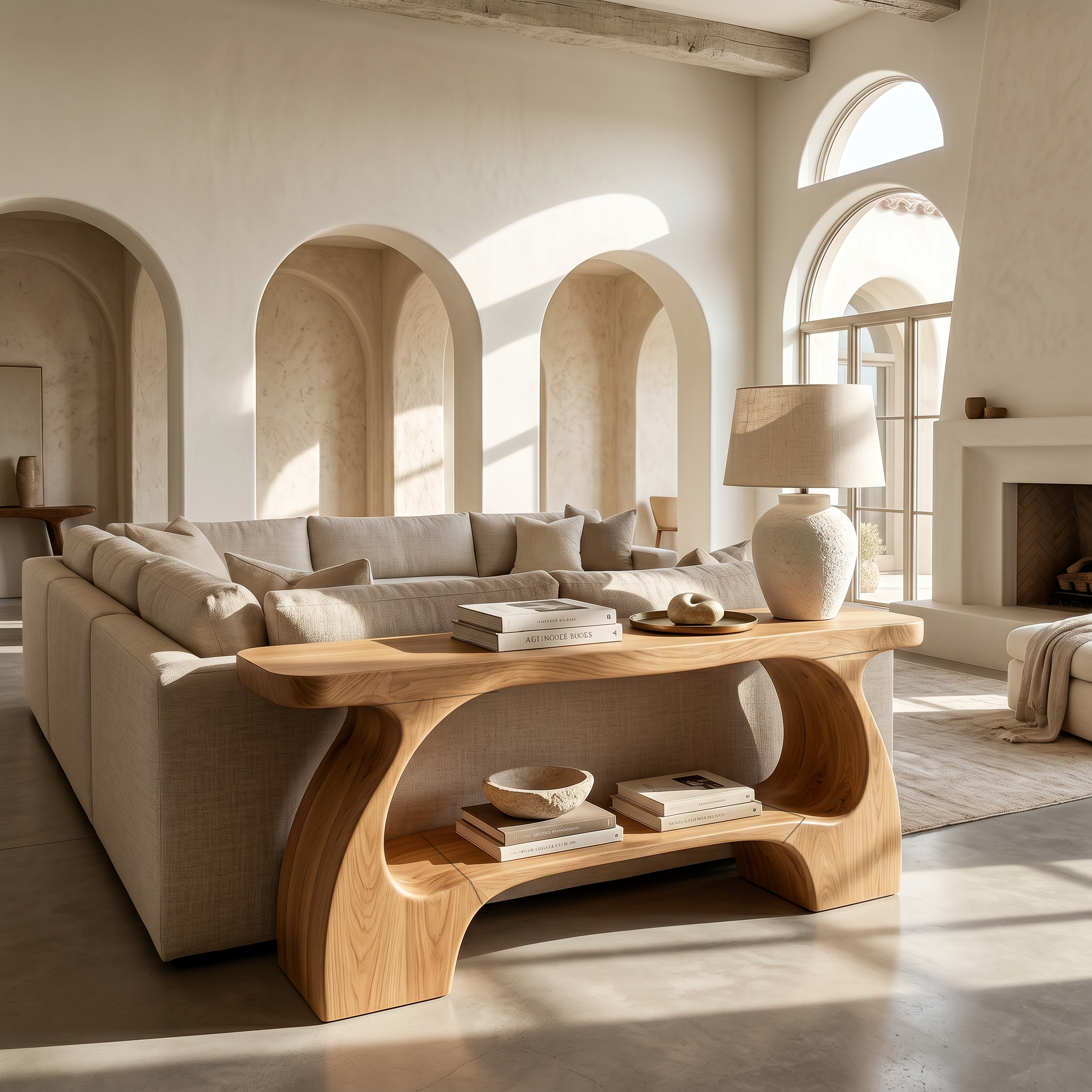 Natural Console Table With Organic Curved Silhouette For Entryway - view 5 of 8